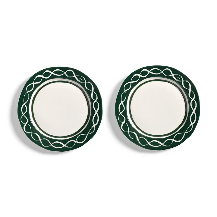 &klevering - Festivo Teller, Ø 22.5 cm, grün (2er-Set)