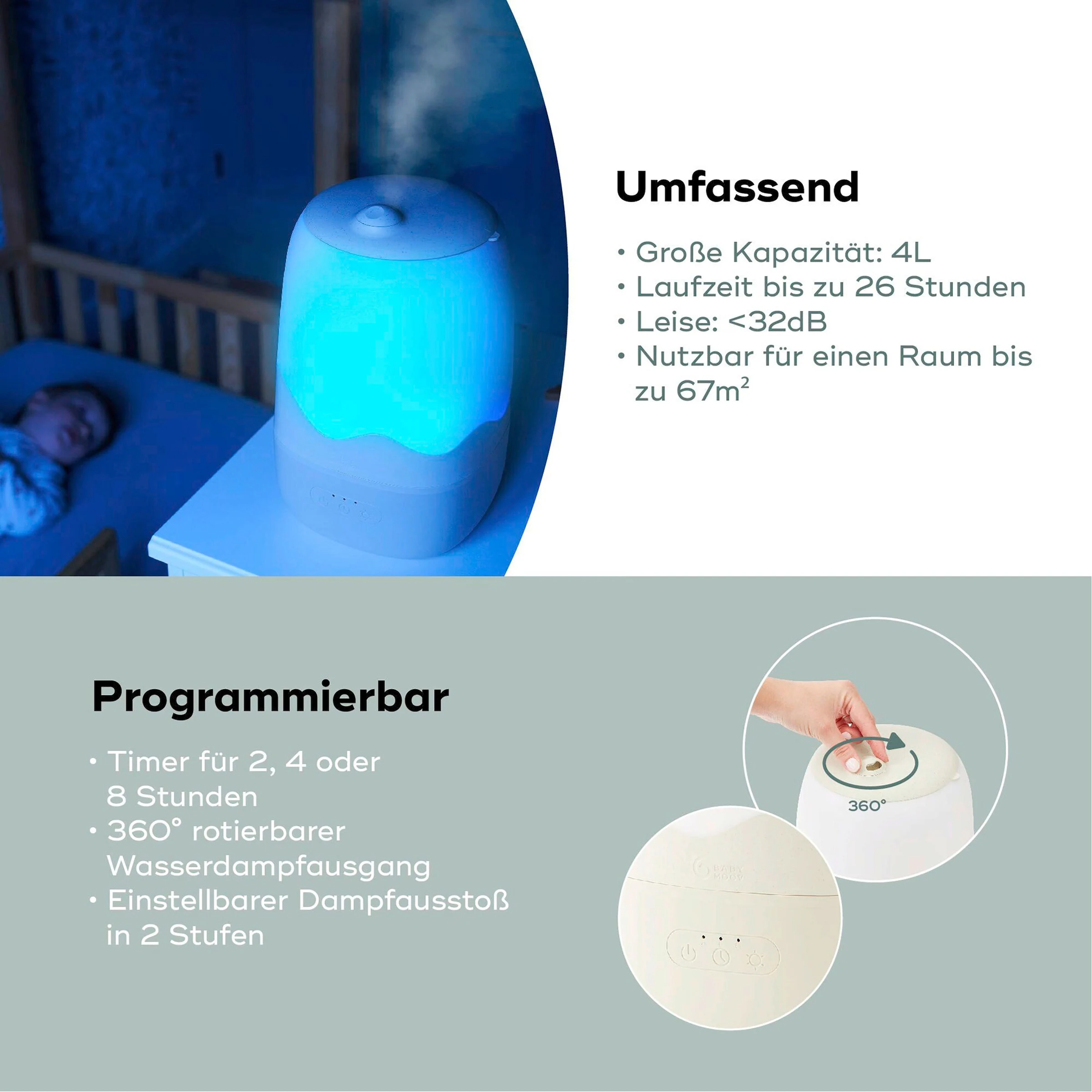 Babymoov 2in1 Luftbefeuchter mit Nachtlicht Wave