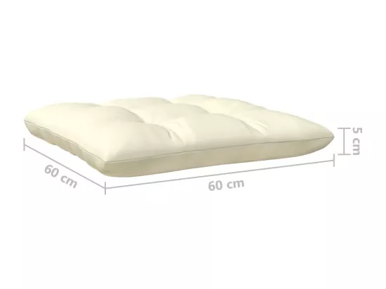 Repose-pied de jardin avec coussin crème Bois de pin massif