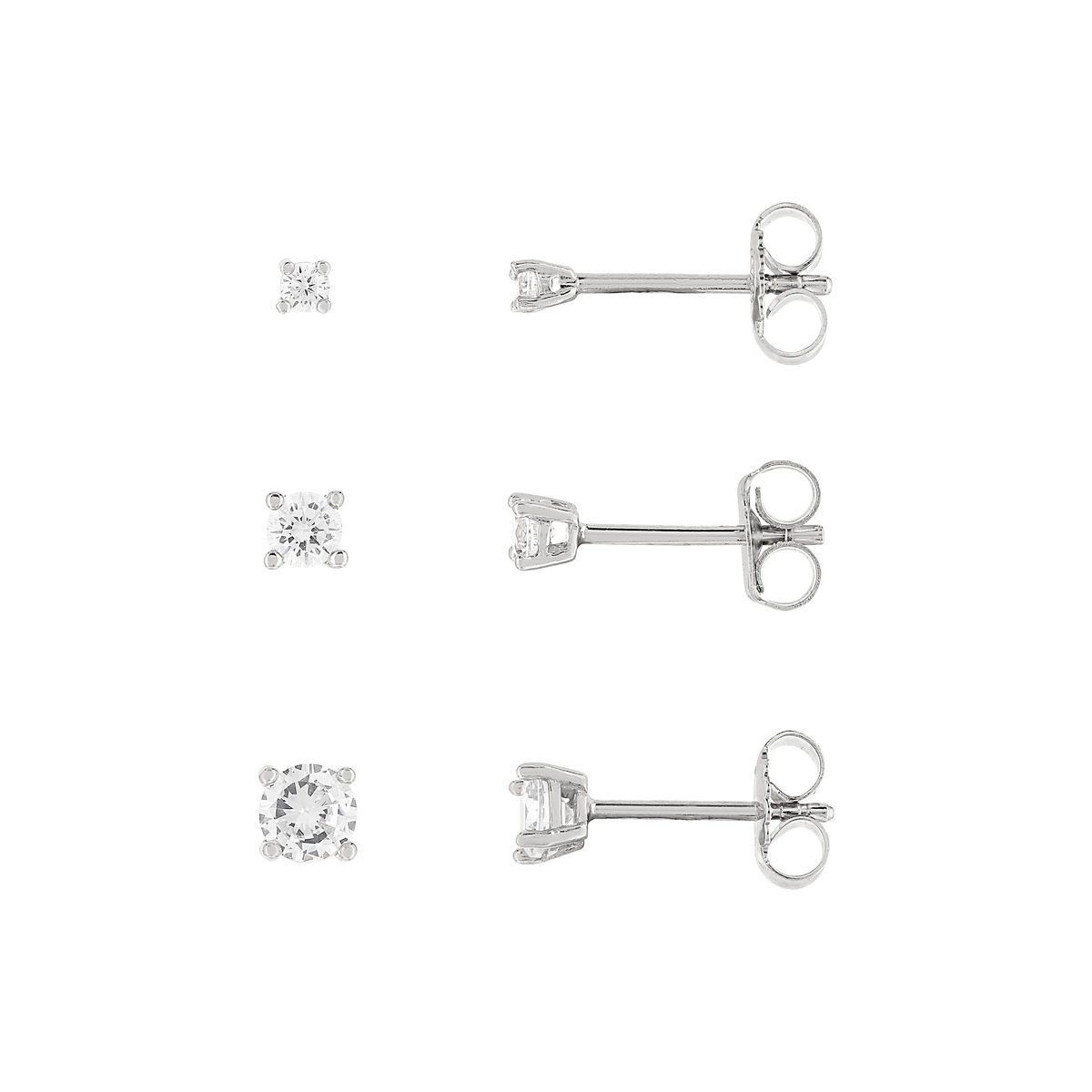 Lot de 3 paires de boucles d'oreilles argent zirconias