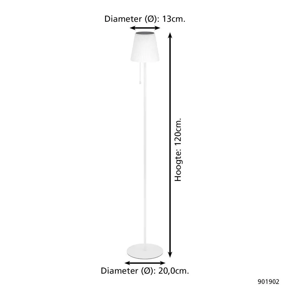 EGLO Scordiano-L Vloerlamp - Solar - 120 cm - Wit - Oplaadbaar