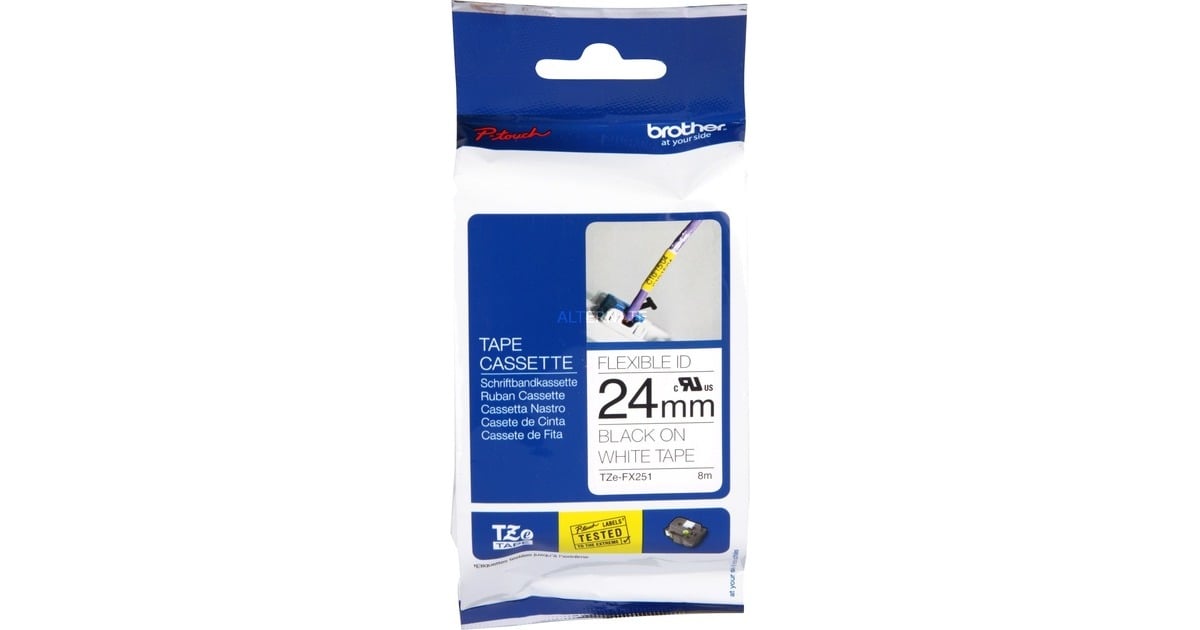 BrotherLabel tapecassette TZE-FX251 printlint  (24 mm, zwart op wit)