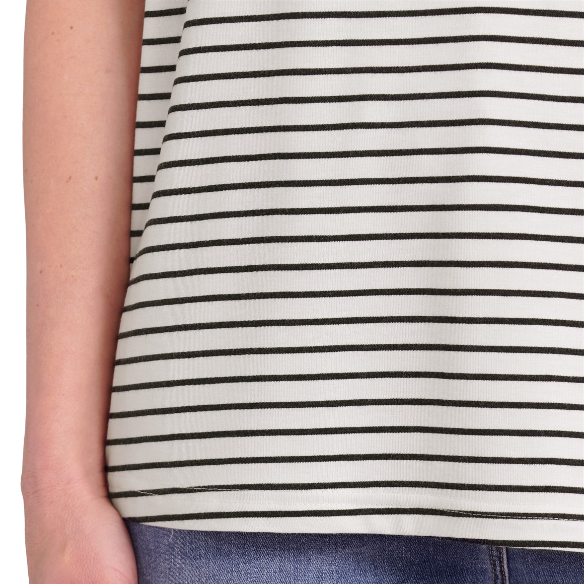 Gina Benotti Damen T-Shirt mit fixierten Turn-ups weiss / schwarz
