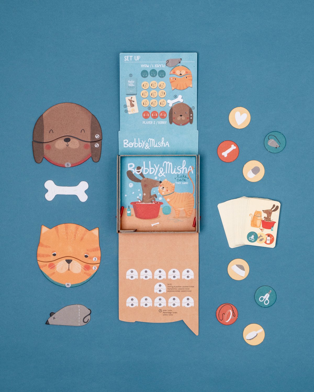 Brettspill Barn 4år, Pocket size – Memoryspill med Kjæledyrtema | Bobby & Mish Tiny Game