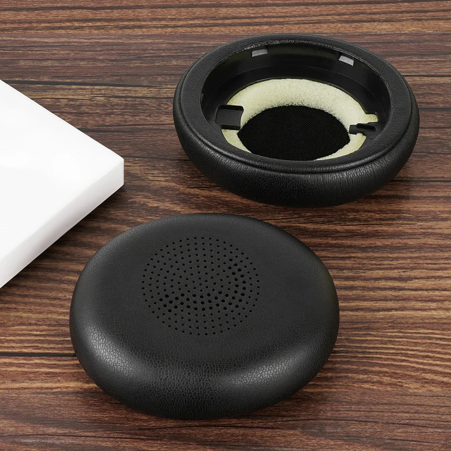 (2er Set) Jabra ELITE 45H / Evolve2 65 Kopfhörer Leder Ersatz Ohr Polster Kissen - Schwarz