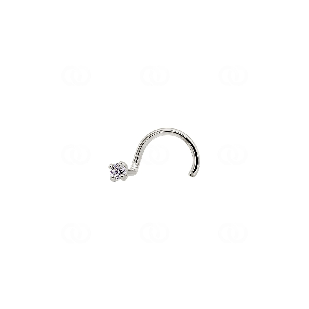 Nasenpiercing Spirale 750/18 K Weissgold mit Diamant 0.03ct