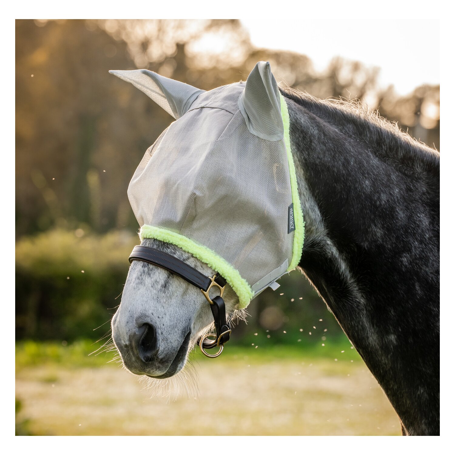 Horseware Fliegenmaske AMIGO Fly Mask  - silver/lime