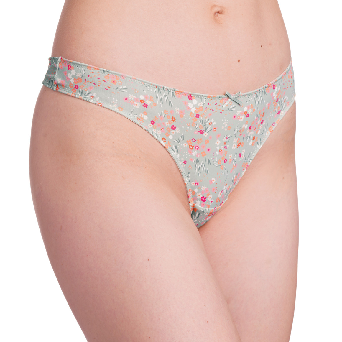 Gina Benotti 3 Damen Strings aus Mikrofaser salbei / apricot / weiss
