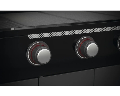 Tenneker® Halo TG-5 U Gasgrill 204,6 x 65,6 x 117 cm 5-pits + zijbrander en achterbrander, gietijzeren rooster, platformsysteem, glazen inzetstuk in het deksel