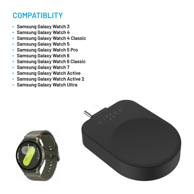 Fixed Samsung Watch trådløs USB-C oplader (sort)