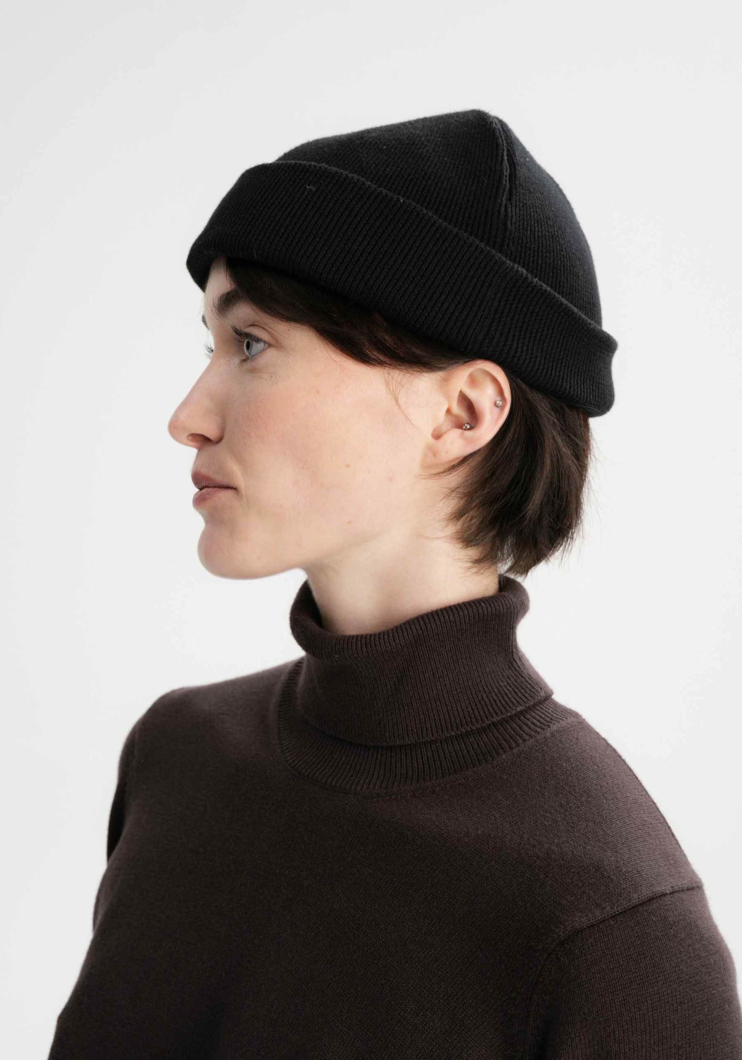 Mela Kurze Feinstrickmütze Lesh Black