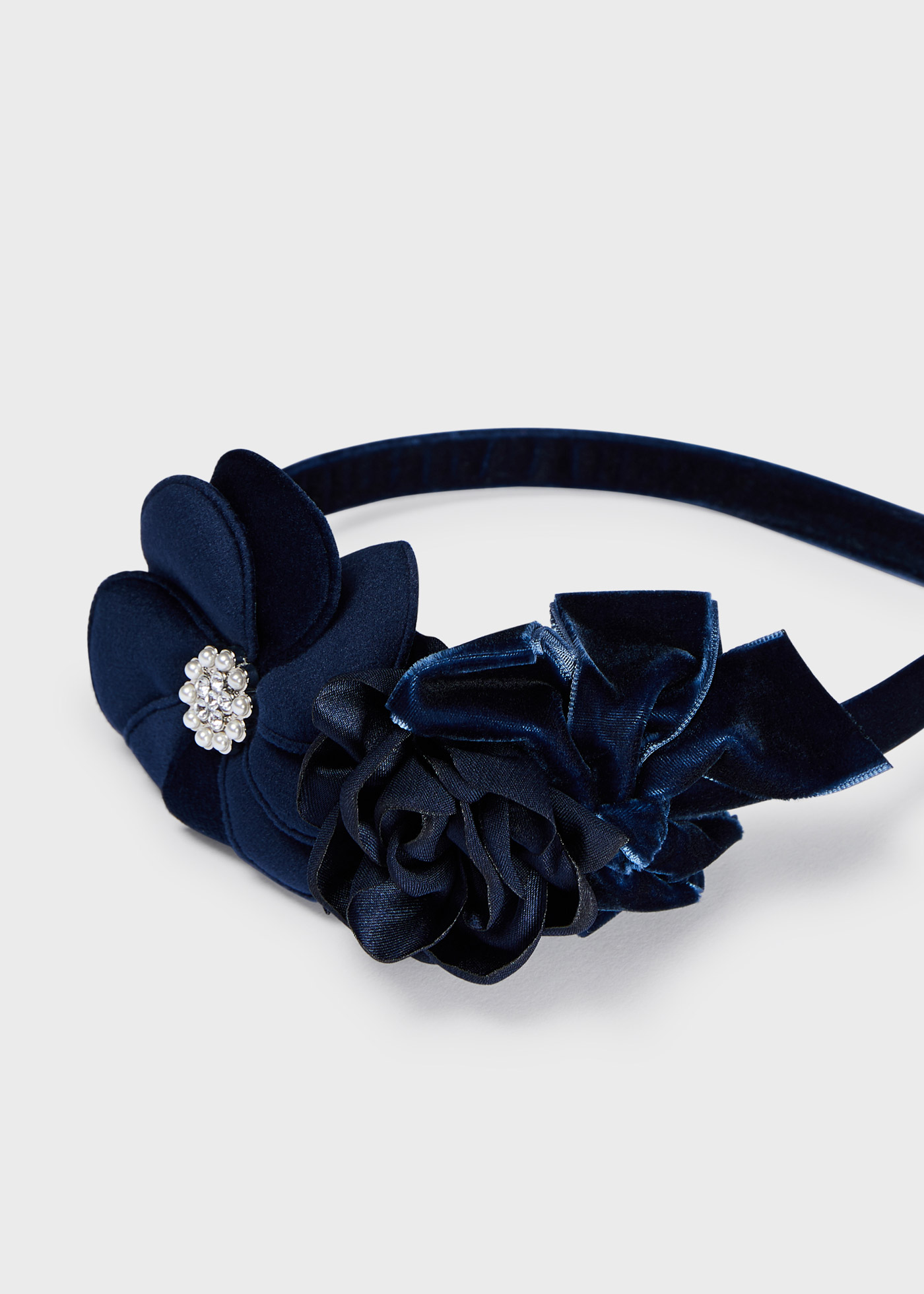 Tiara floral de veludo para meninas