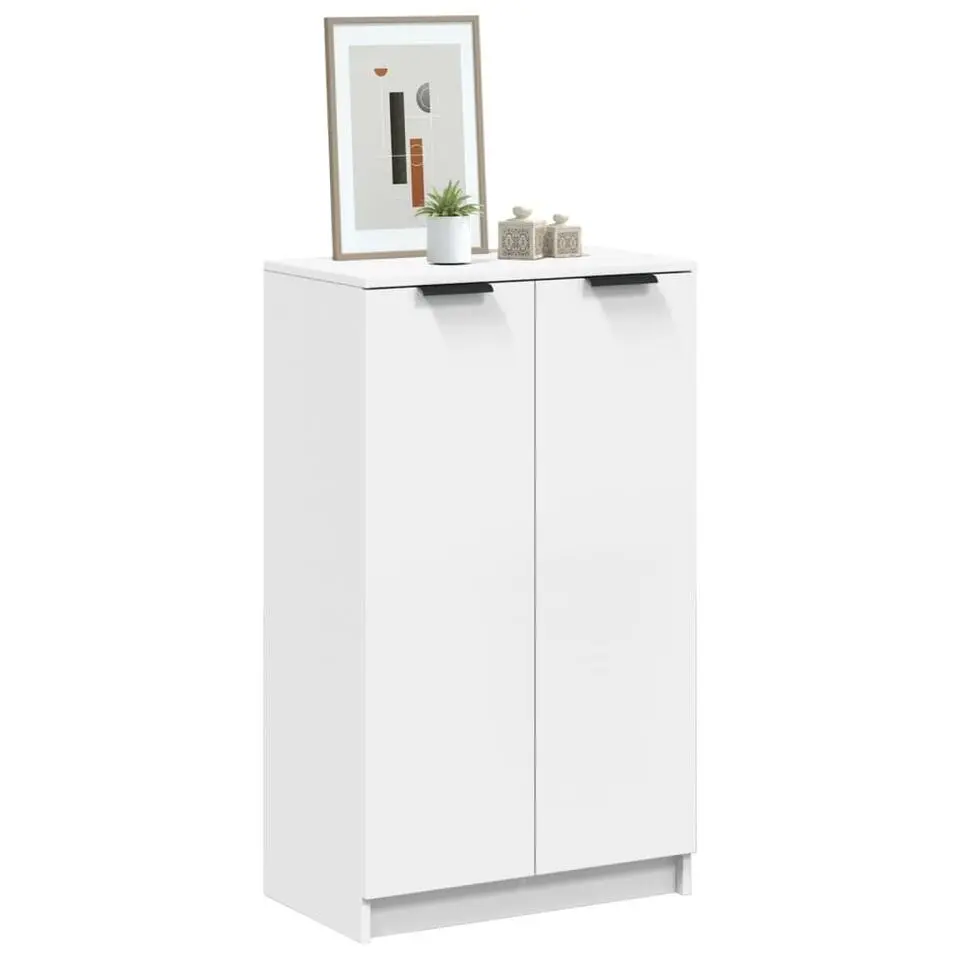 vidaXL - Schoenenkast met 2 deuren - Wit - Bewerkt hout - 59x35x100.5 cm