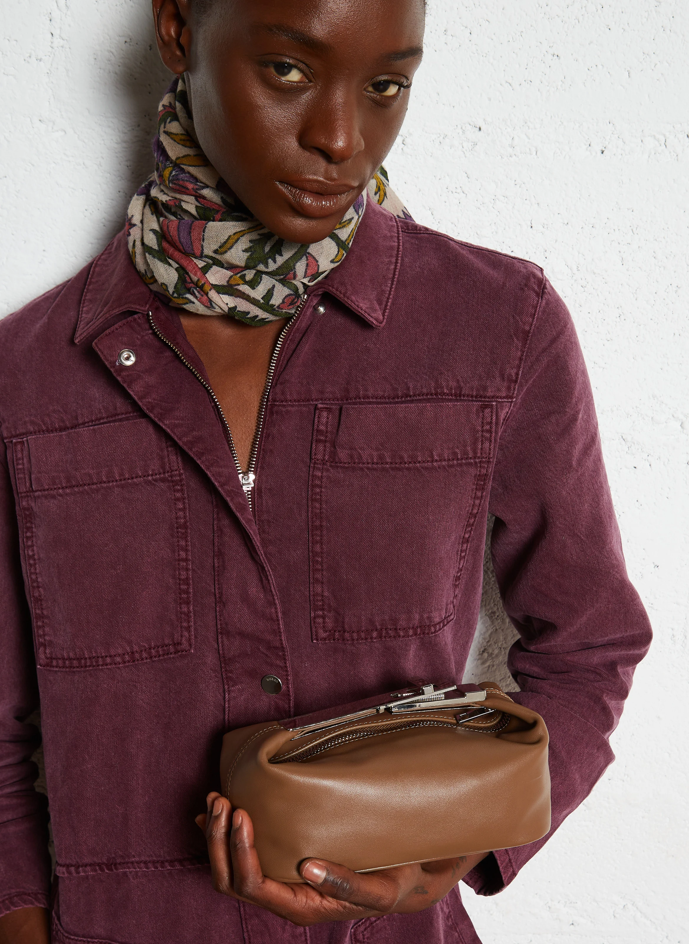 OPOUPY - Petit sac en cuir à anse métallique | Marron