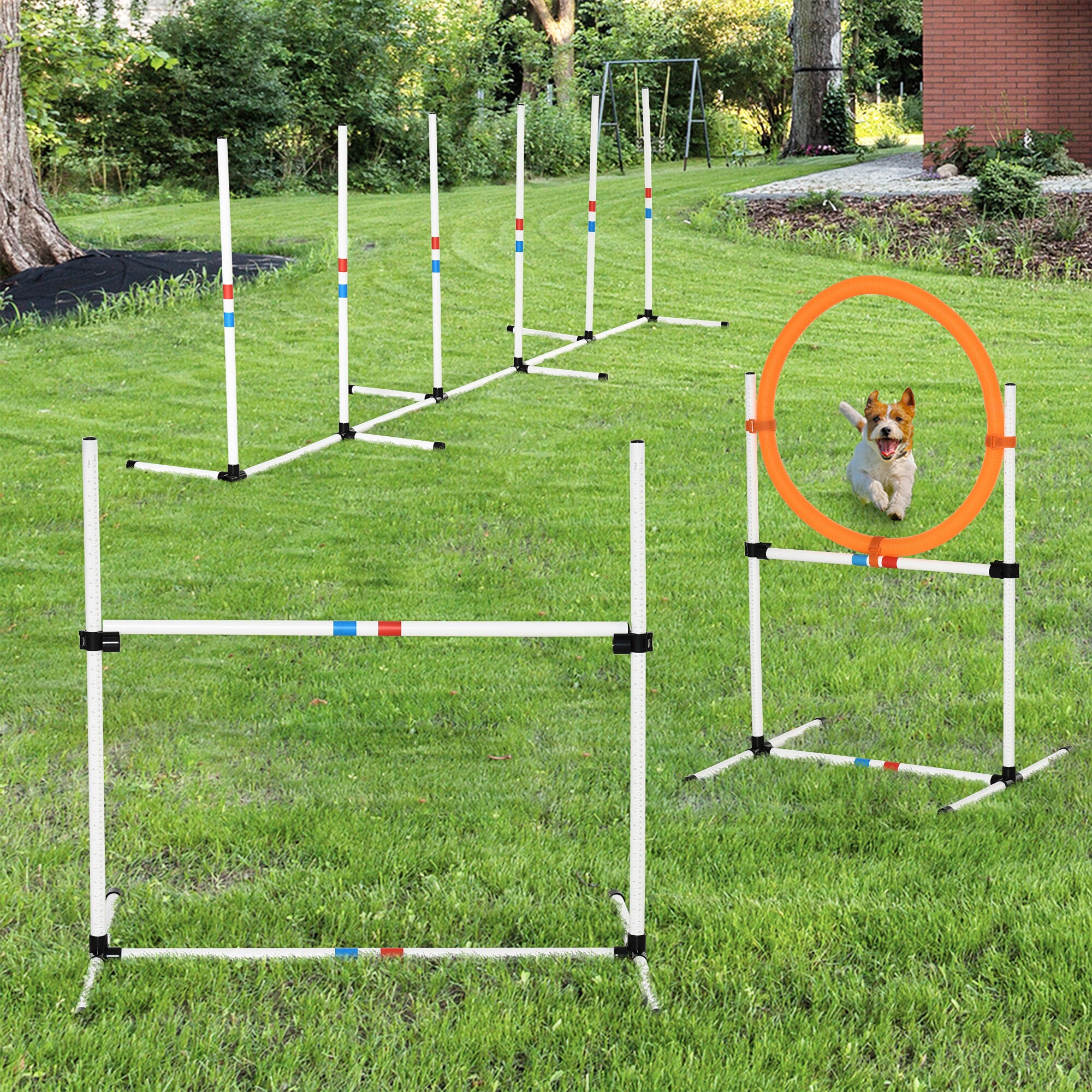 PawHut Haustier-Trainingsset inklusive Tasche weiß, gelb 328 x 65 x 94,5 cm (BxTxH)