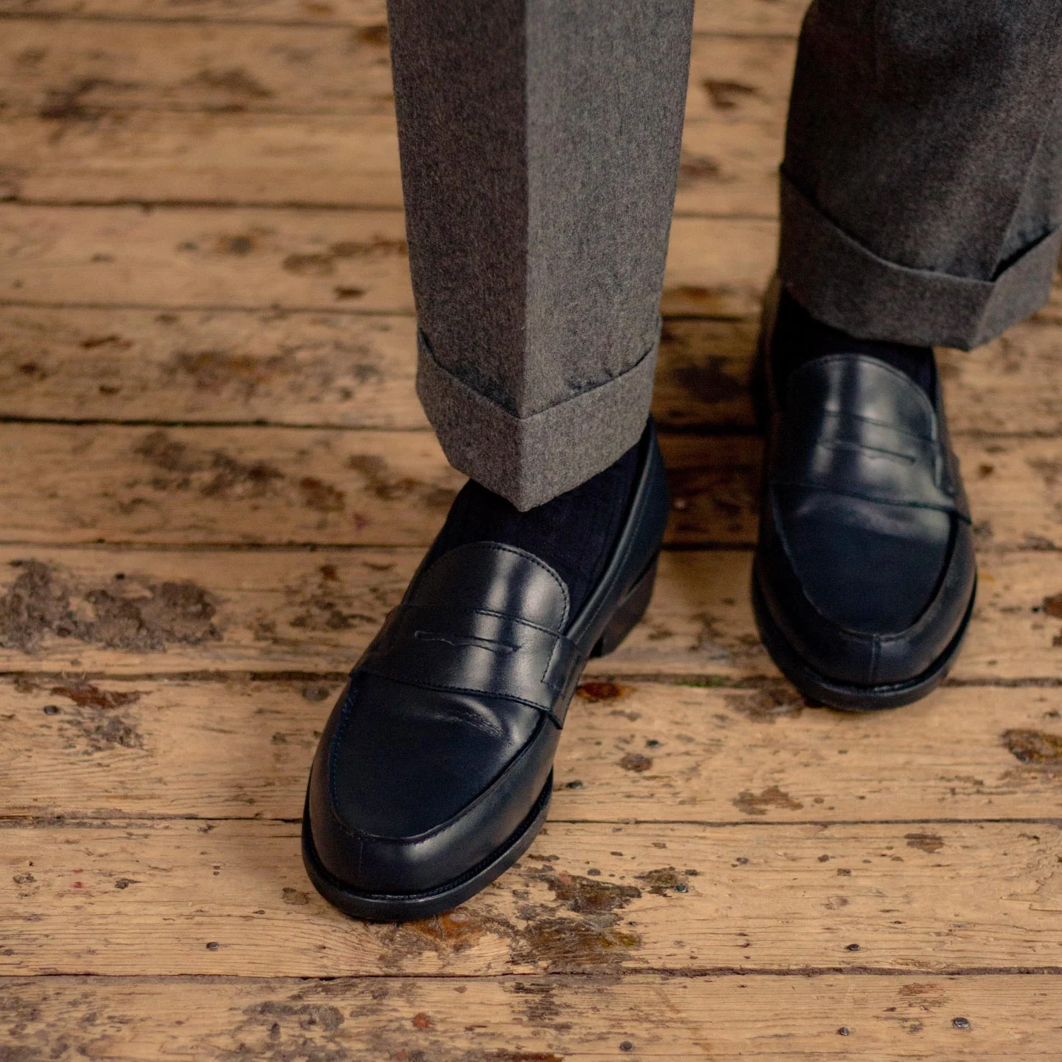 Maker-Mocassin en cuir marine