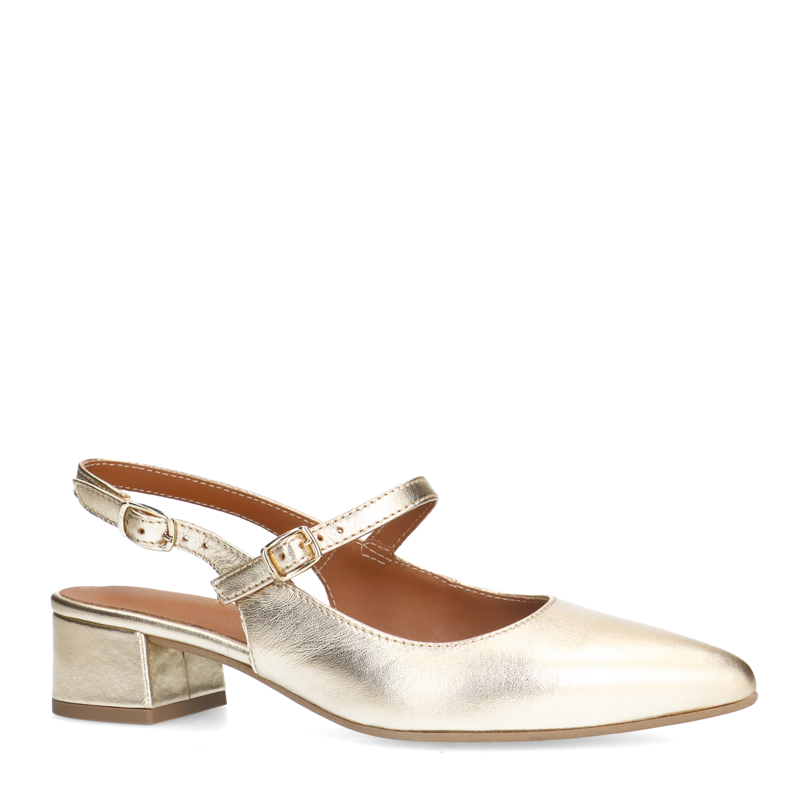 Gouden leren slingbacks