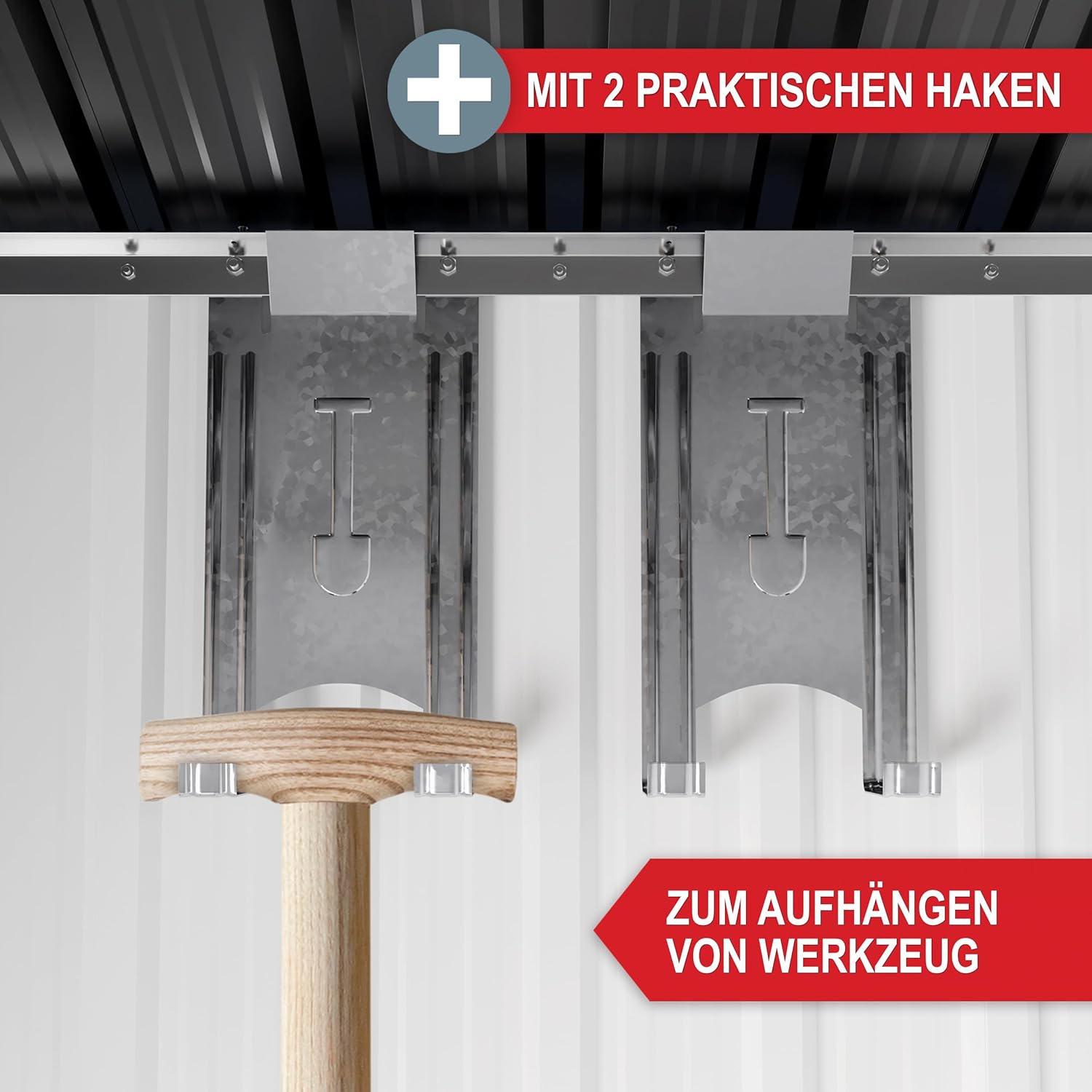 Premium Metall Gerätehaus mit Fundament & Schiebetür – Geräteschuppen Gartenhaus Metallgerätehaus in anthrazit – 3 Größen zur Wahl (8m2)
