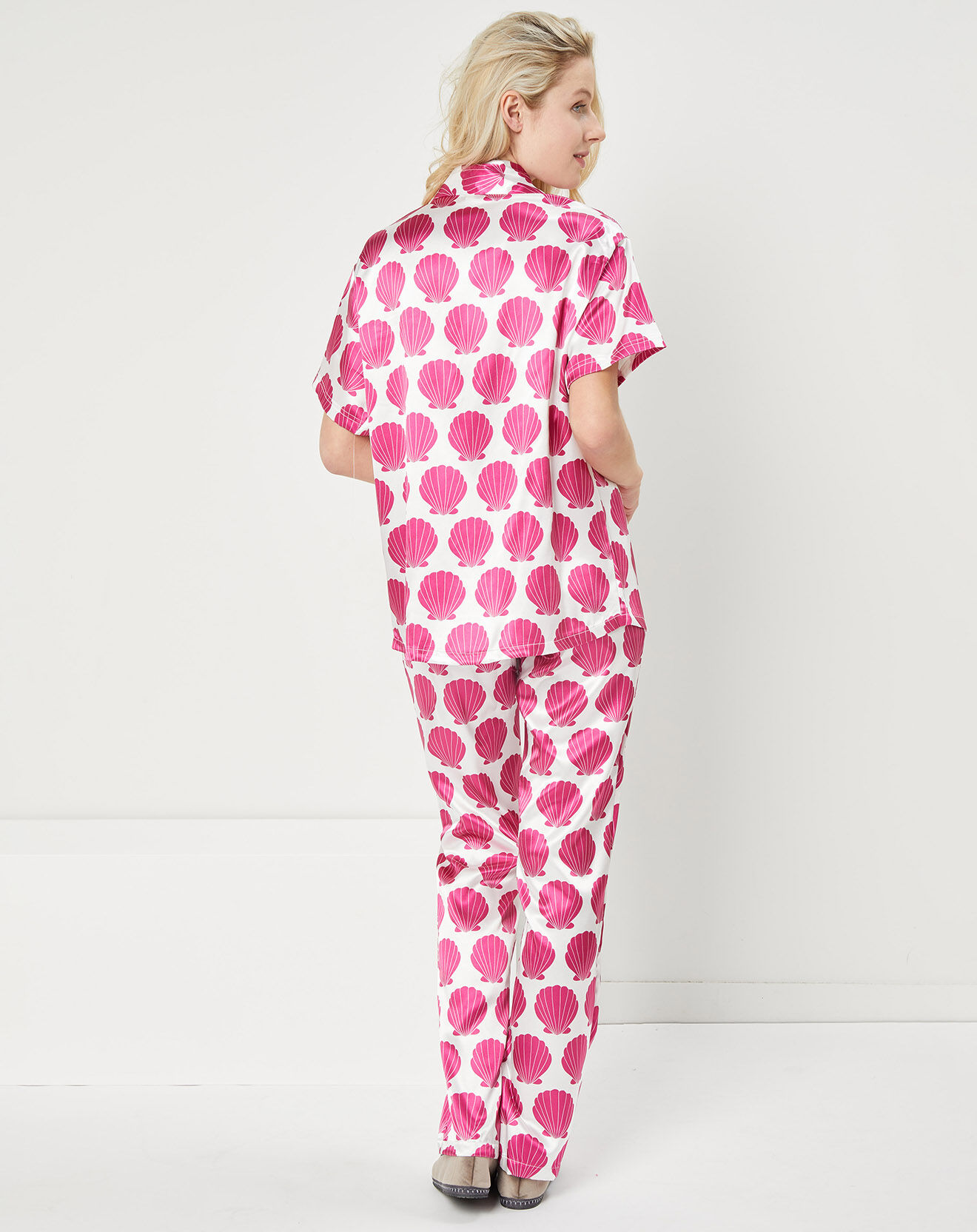 Quartier Latin Pyjama satiné Olivia imprimé framboise/blanc