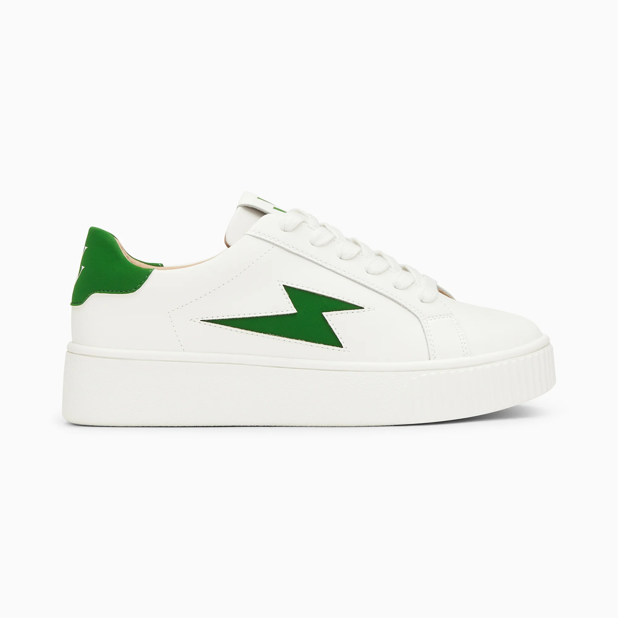 Sneakers-Baskets éclair Angie blanc et vert à lacets