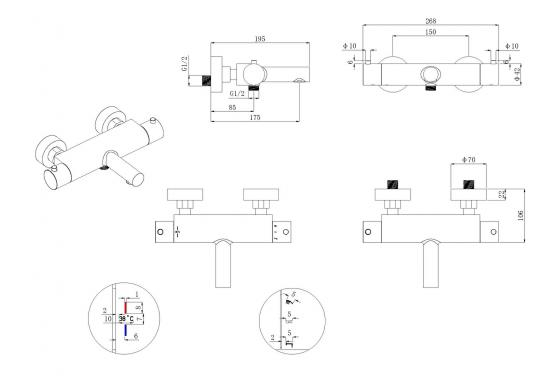 Mueller Stylo thermostatische badmengkraan met cooltouch RVS