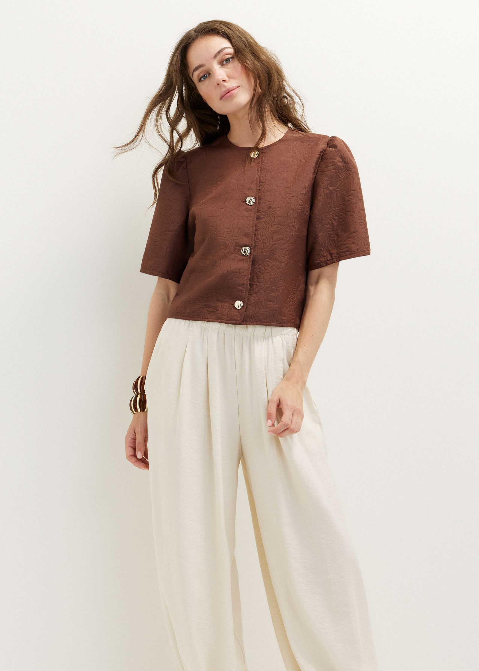 Blouse met jacquard details
