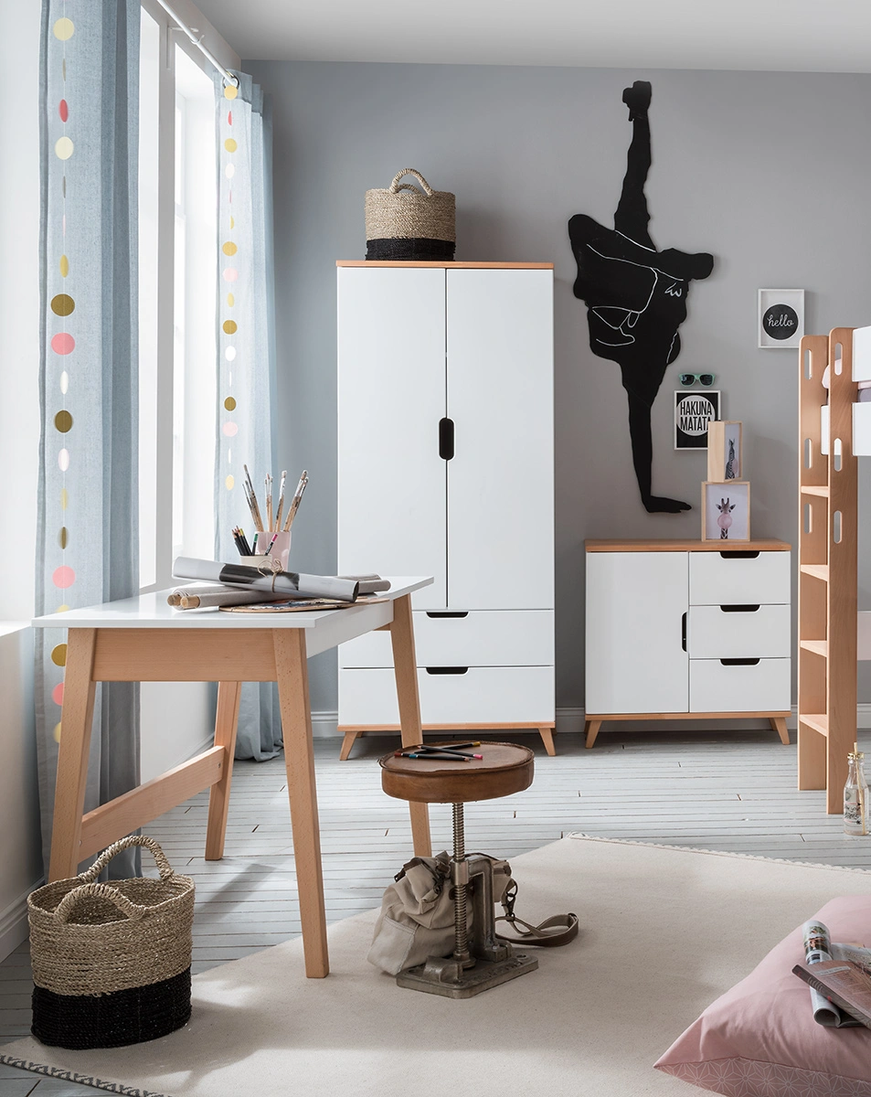 Schreibtisch INFANSCOLOR 120 x 60 cm (Farbe: weiß/Buche)