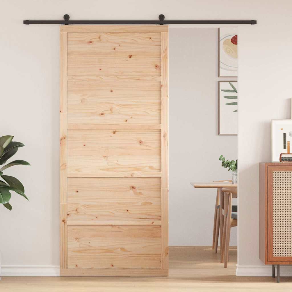 vidaXL Schuurdeur 80 x 208 cm massief grenenhout naturel