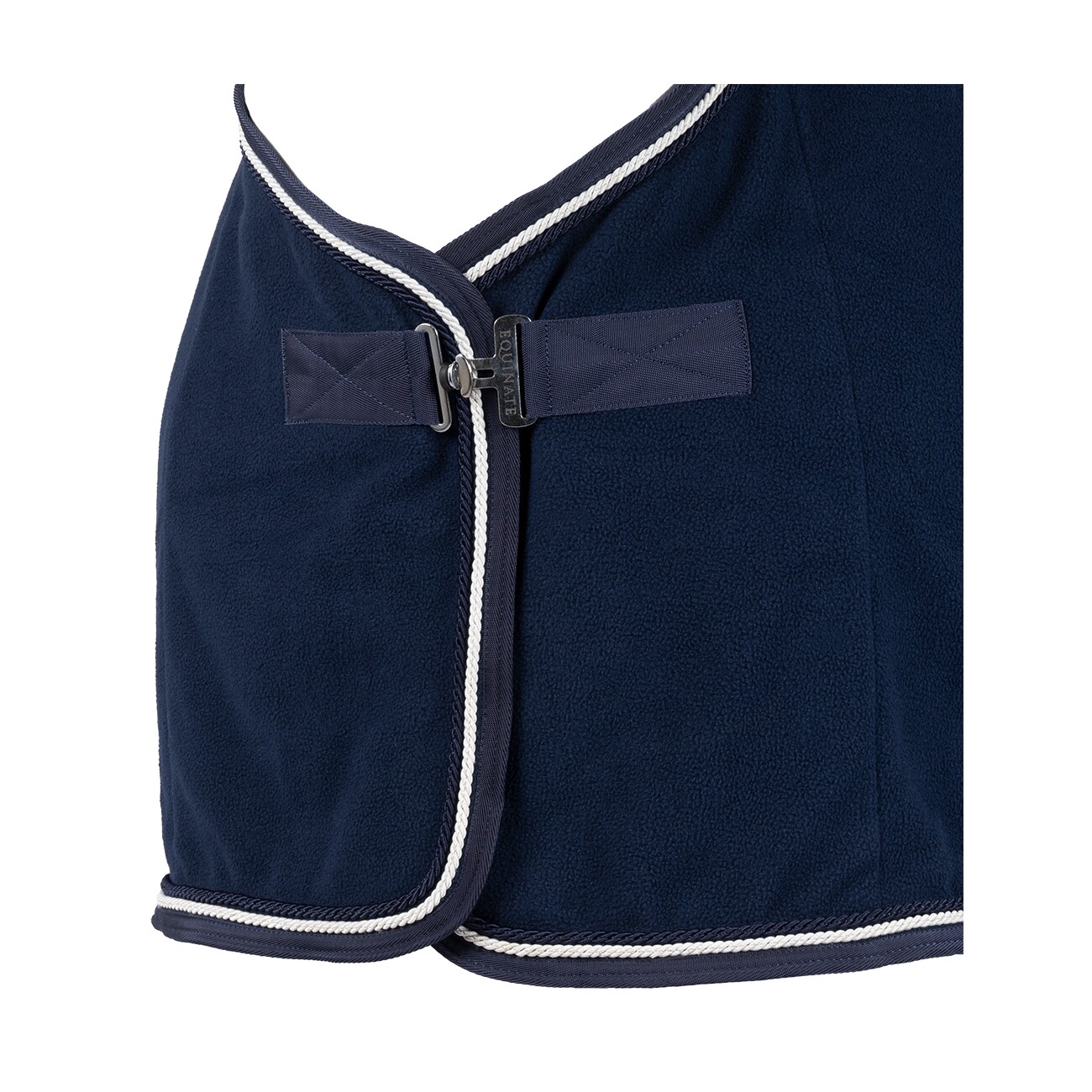 Equinate Abschwitzdecke Arizona aus Polar Fleece mit Kreuzbegurtung und Zierkordeln navy 1,65 m