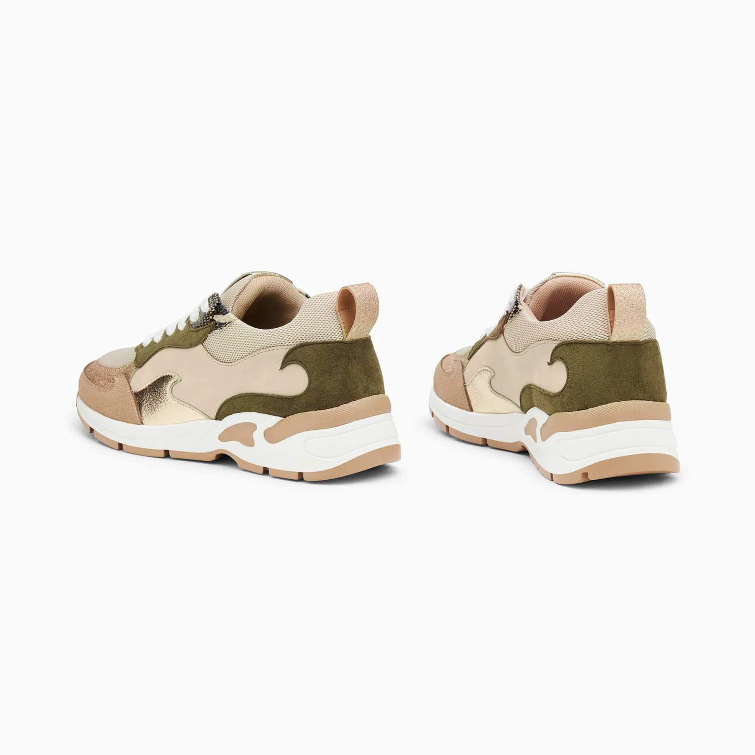 Sneakers-Baskets flamme Arya beige et kaki