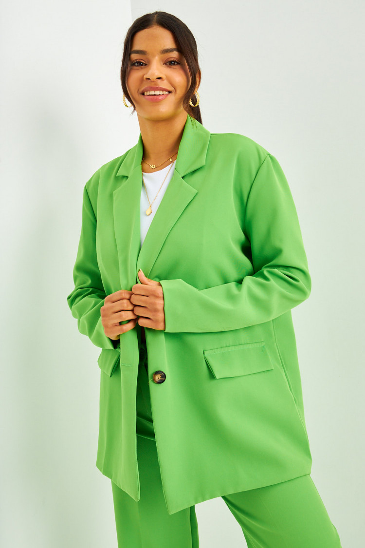 Ensemble 2 pièces blazer + pantalon de tailleur oversize vert