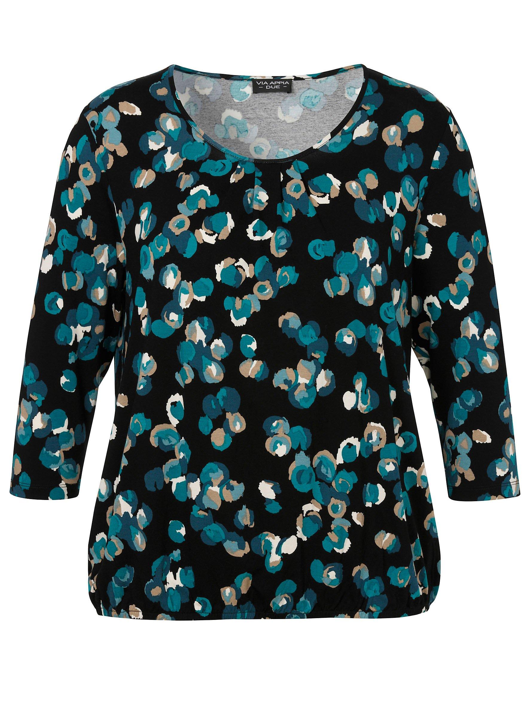 Shirt mit floralem Print und Falten am Ausschnitt