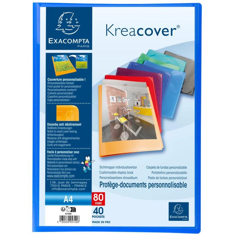 Protège-documents polypropylène semi rigide Kreacover® Opaque 40 pochettes - 80 vues - A4