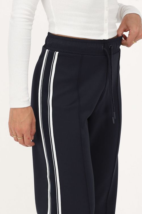Donkerblauwe wide leg met tape