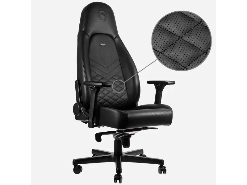 noblechairs Icon, Polstret sæde og ryglæn, Sort, Kunstigt læder, Polyurethan (PU)
