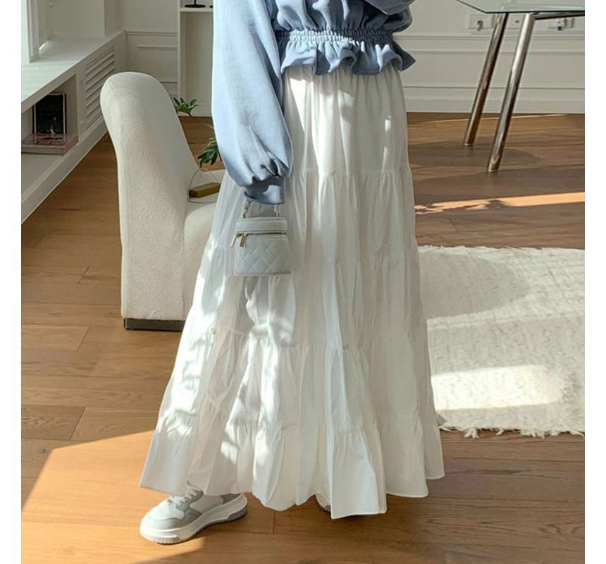 Coris - Effen A-lijn rok met elastische taille en lagen