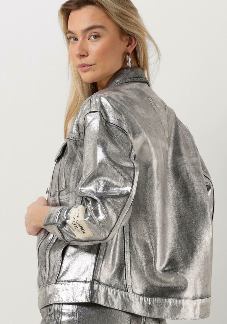 ALIX THE LABEL zilveren alix the label jack ladies woven silver denim jacket