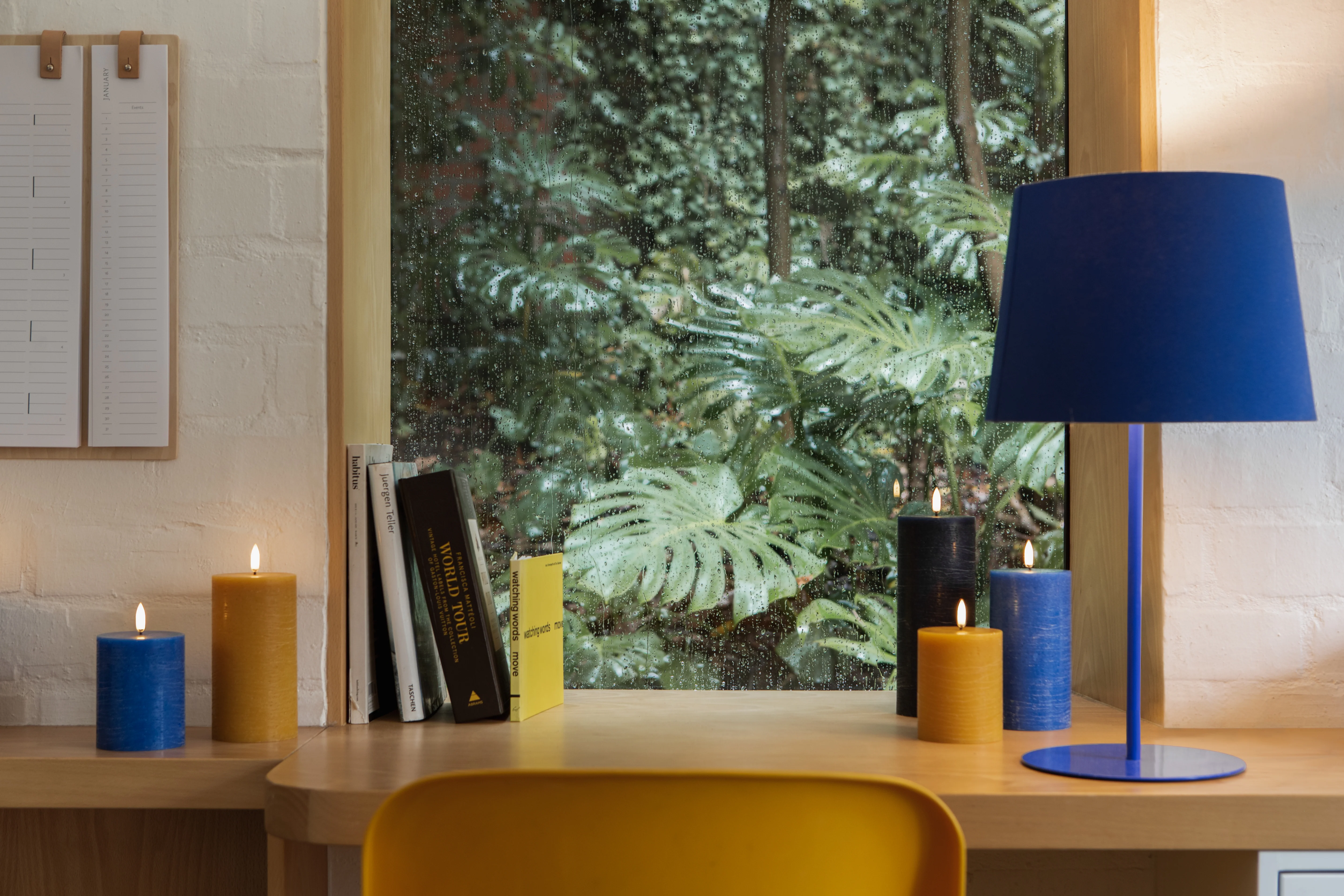Uyuni  LED Rustic Pillar lys, Curry Yellow - H15 cm.