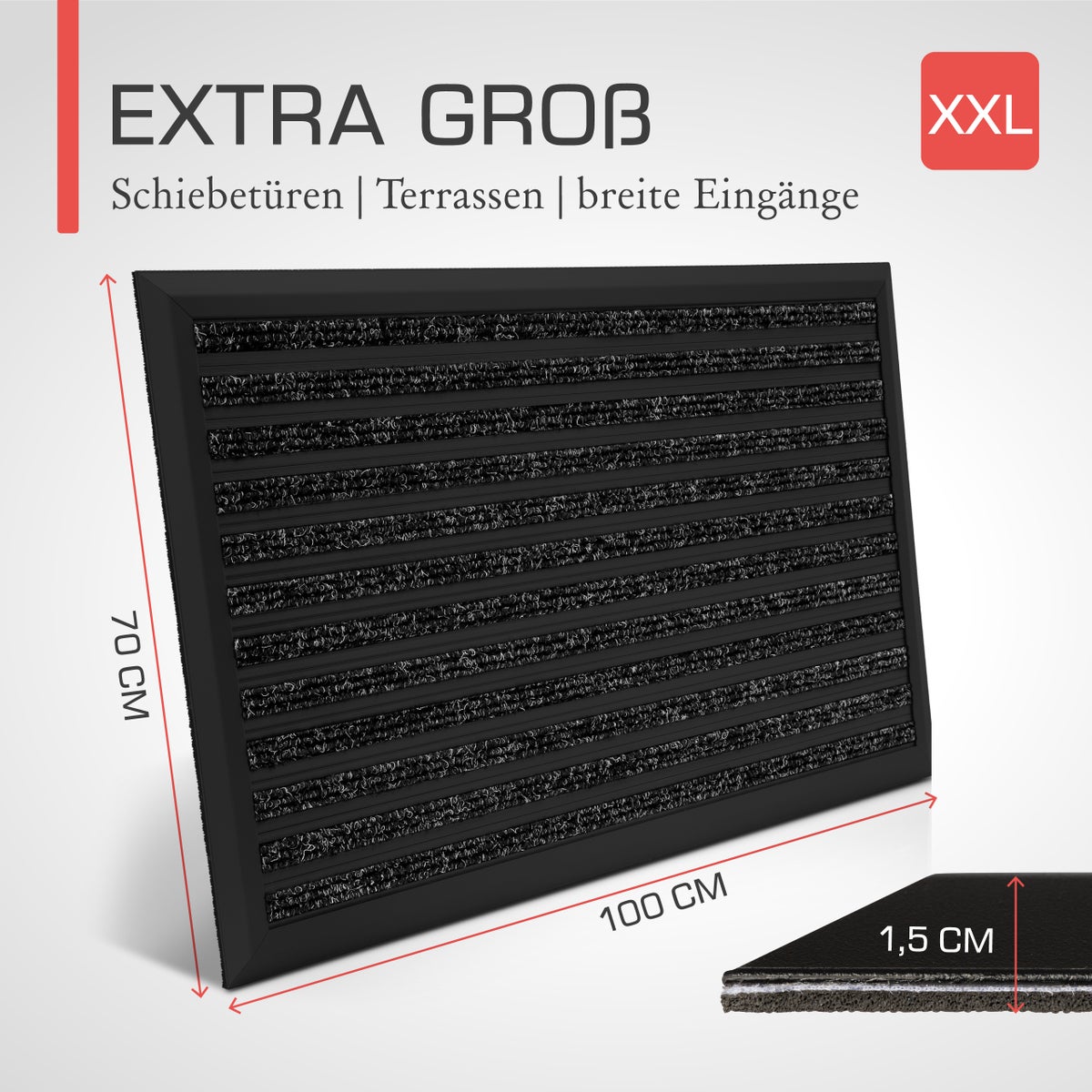 Bomoe AluGant DL Aluminium Deurmat L70xB100xH1.5cm Antraciet
