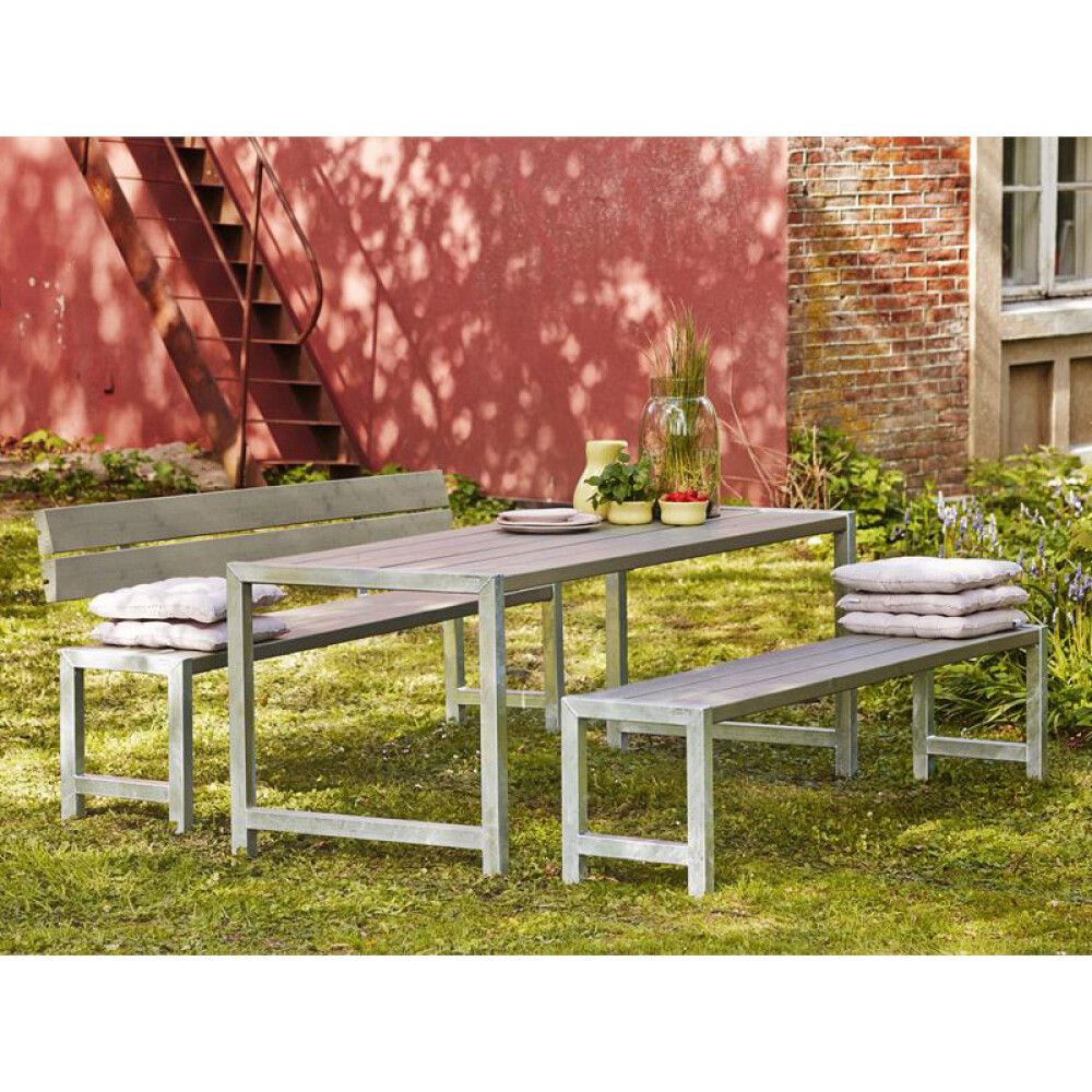 BENKESETT PLUS MED RYGGSTØTTE 186 CM GRÅBRUN