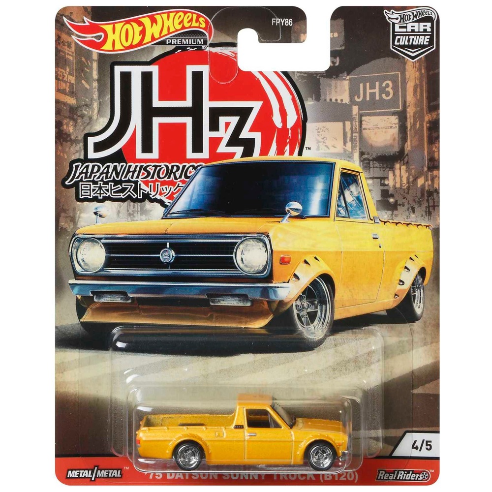 Hot Wheels Premium Car Culture: Datsun Sunny B121 Modellauto im Maßstab 1:64 aus Druckguss