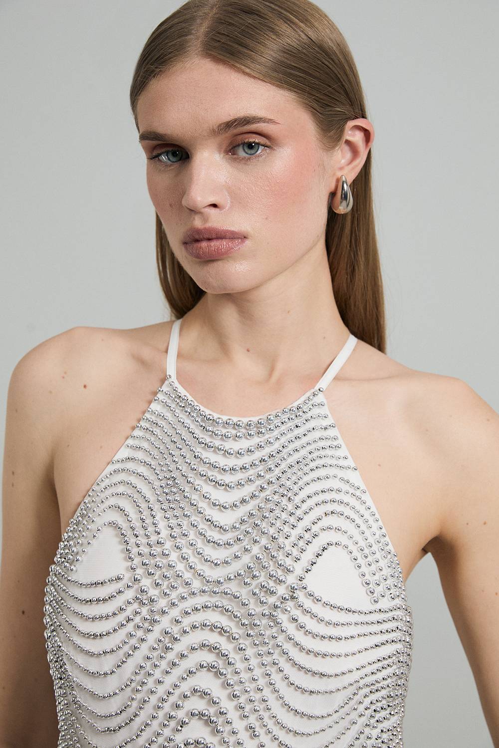 KarenMillen Combinaison tissée halter géo ornée