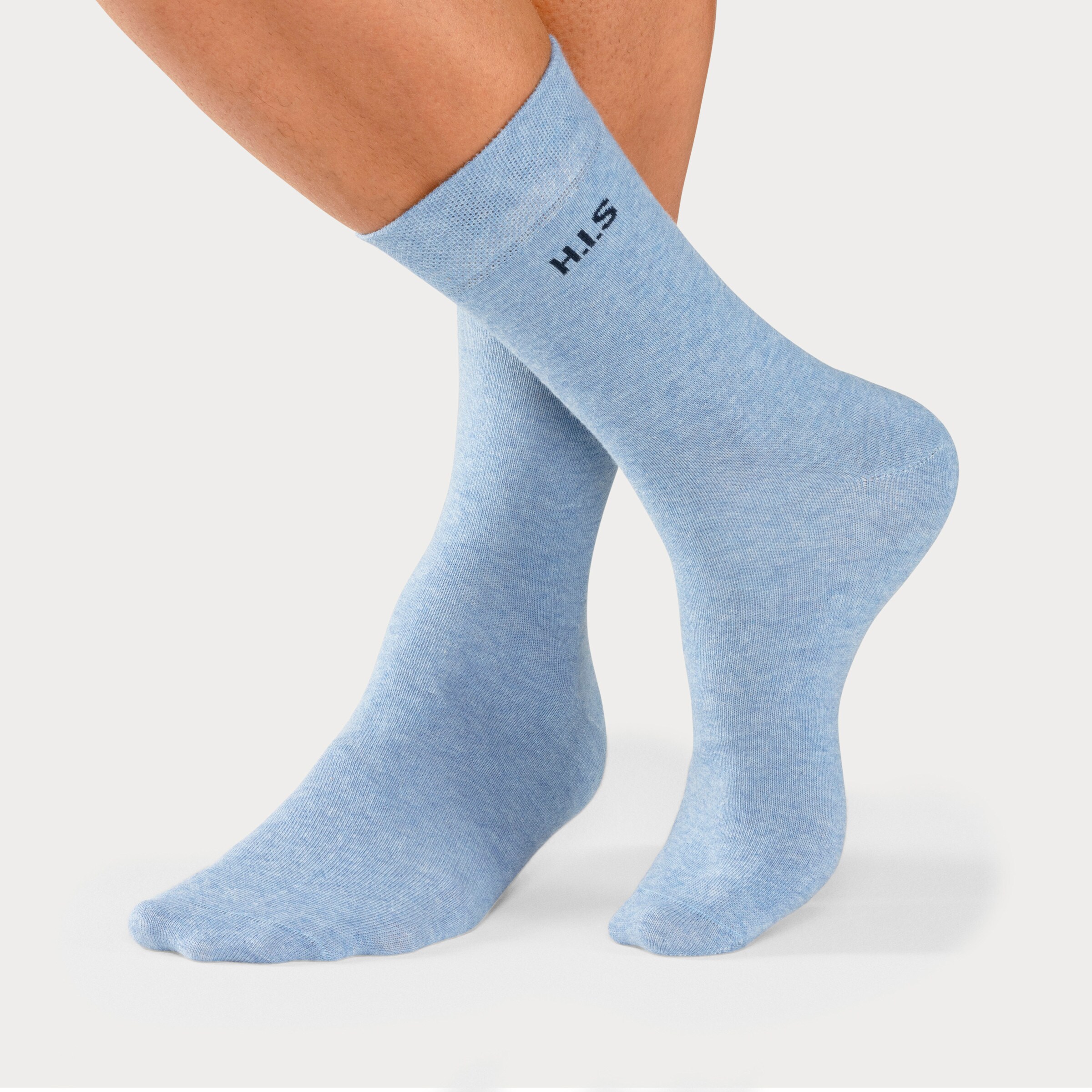 H.I.S Socken in 1x marine, 1x jeansblau-meliert, 1x jeans-meliert, 1x hellblau-meliert