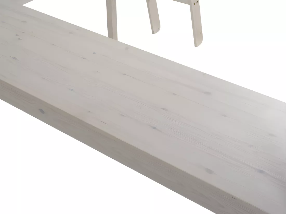 Lit mezzanine GEDEON II - 140 x 190 cm - Avec bureau - Pin massif - Blanchi
