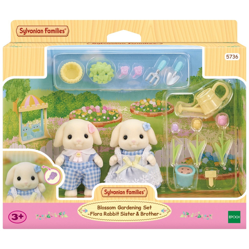 Sylvanian Families Flora Kaninchen Schwester & Bruder Blossom Gartenset