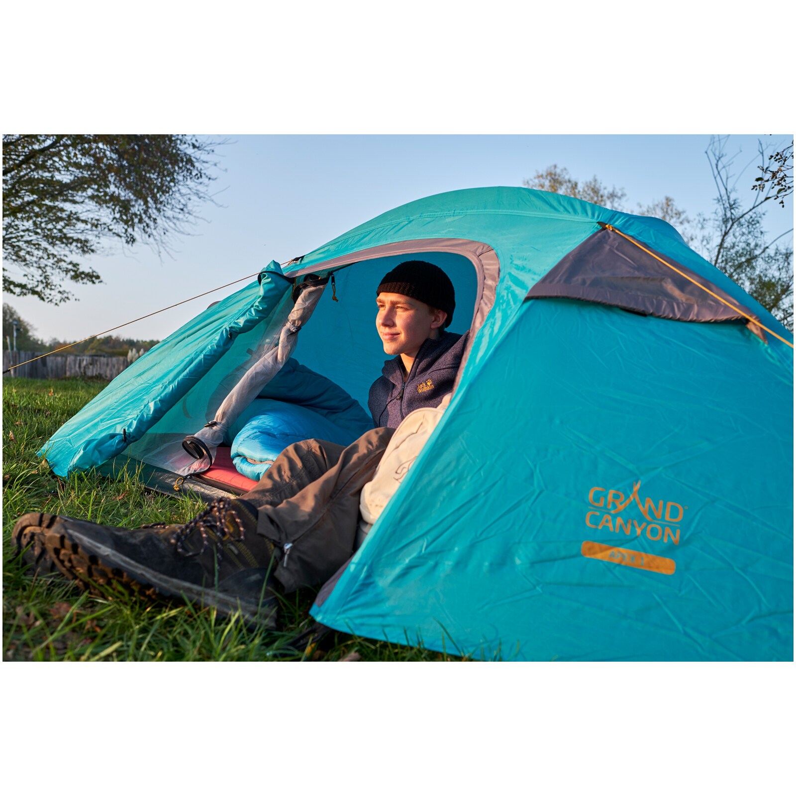 GRAND CANYON Apex 1 Personen Geodät Trekking Zelt Einmann Camping 2,3 kg Leicht Farbe: Blue Grass