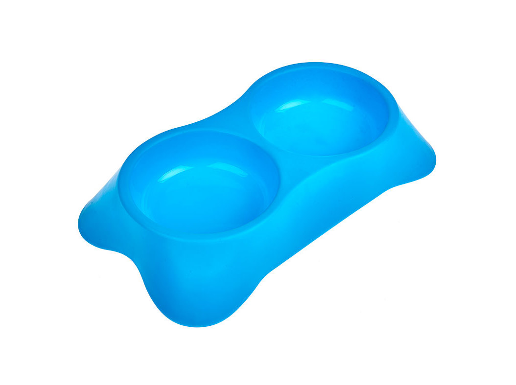 COMEDOURO DUPLO AUCHAN PLÁSTICO AZUL