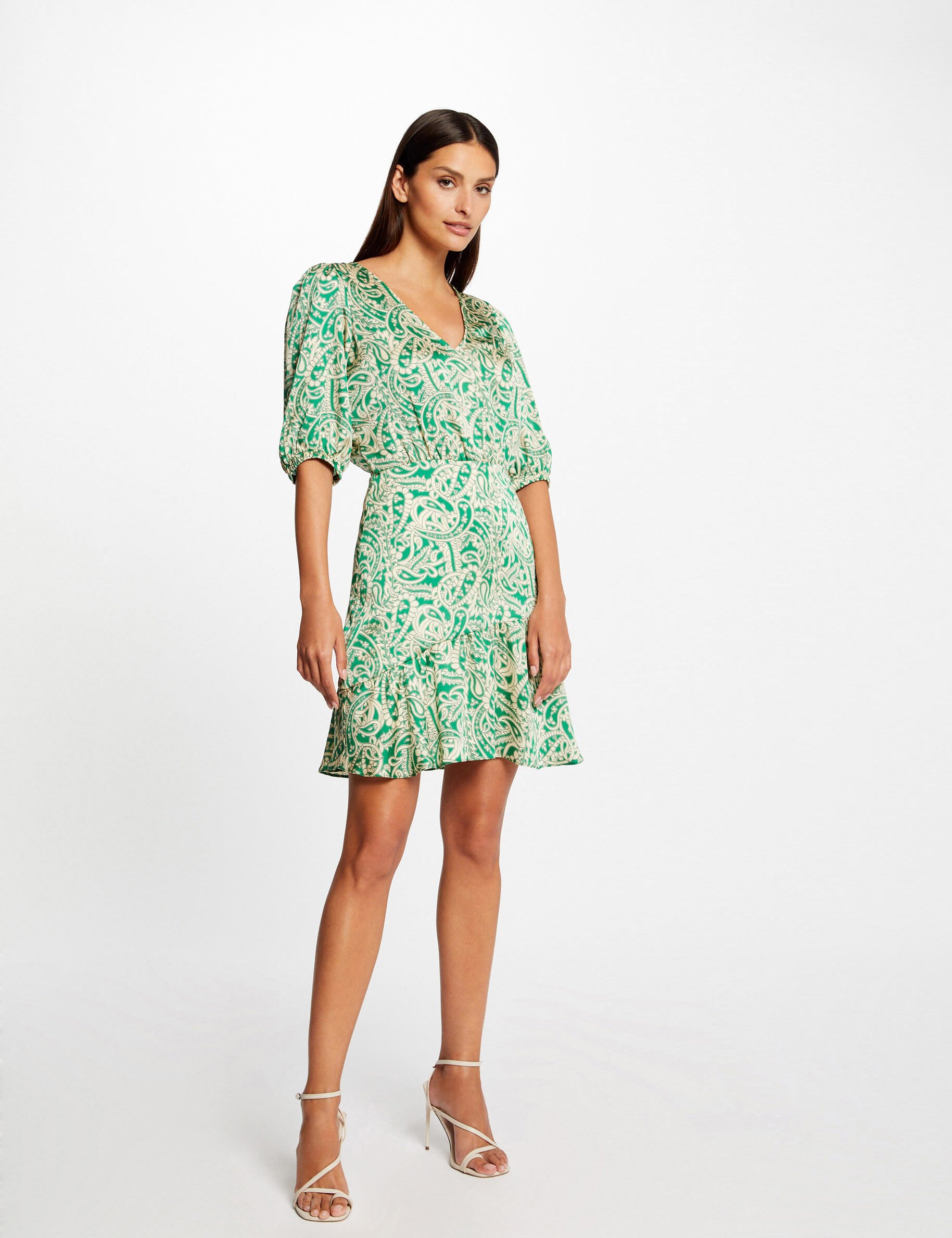 Robe cintrée dos ouvert satin imprimée multico femme - multico