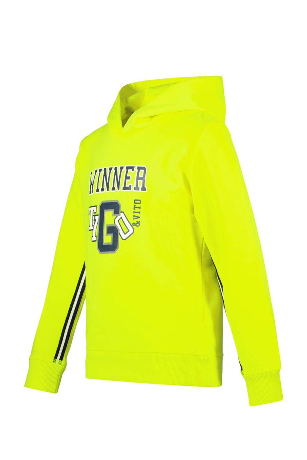 TYGO & vito hoodie Huub met printopdruk felgeel