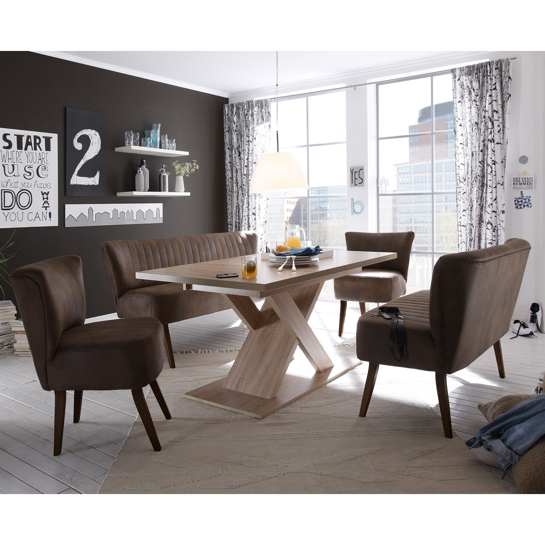 Bank - dunkelbraun - Massivholz - 143 cm